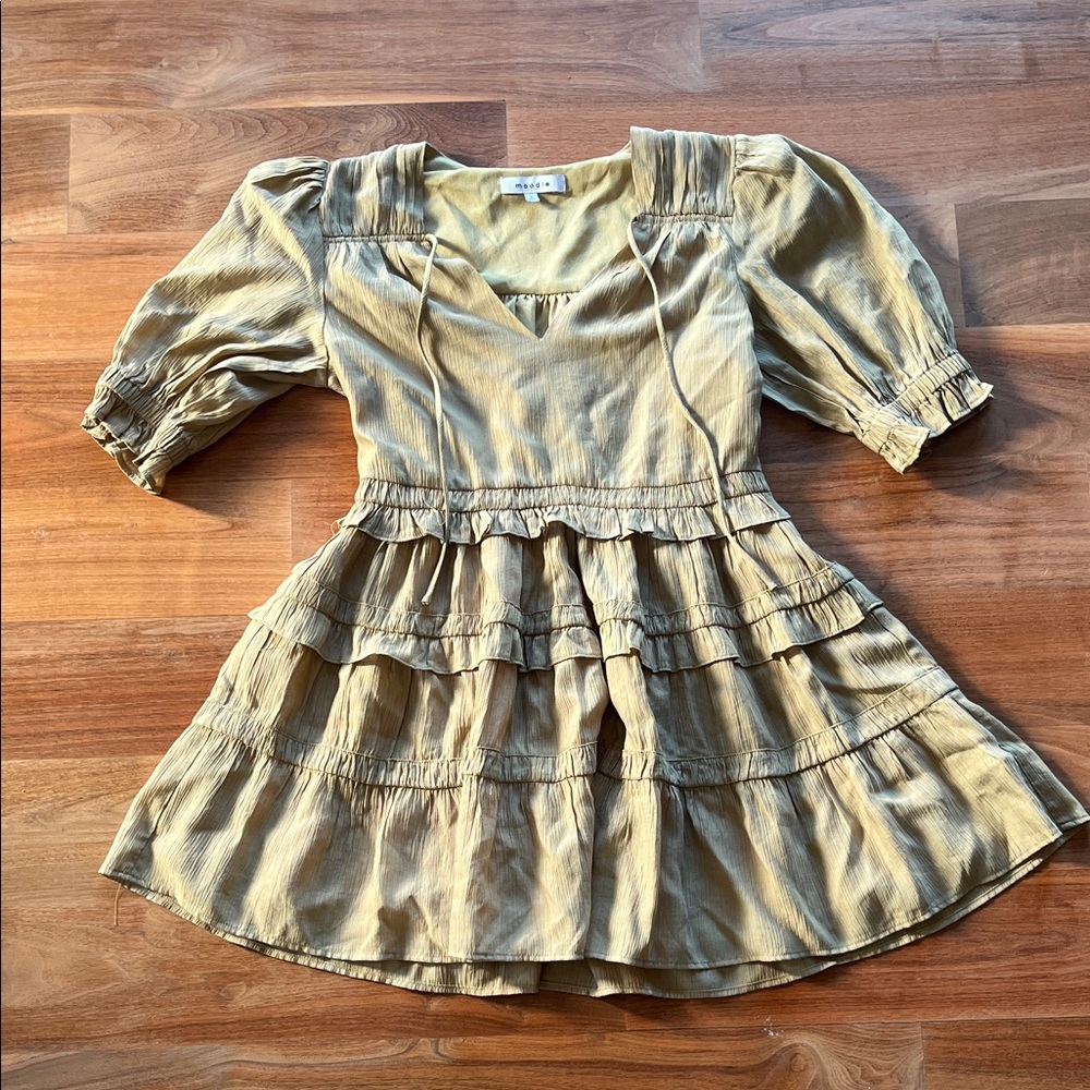 Charming Babydoll Dress in Olive Green